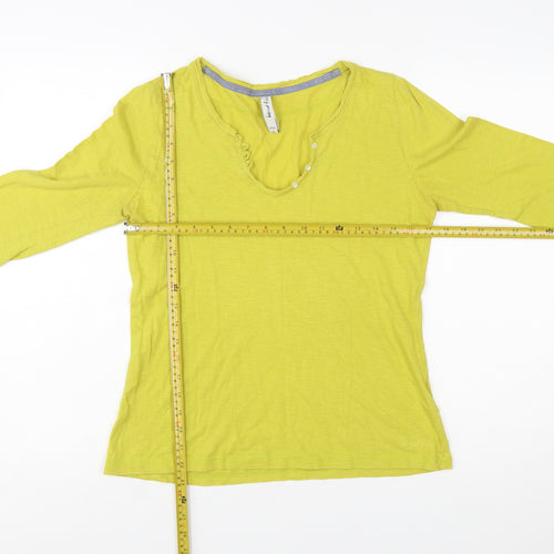 Weird Fish Womens Green Size 8 V-Neck 3/4 Sleeve Cotton Top