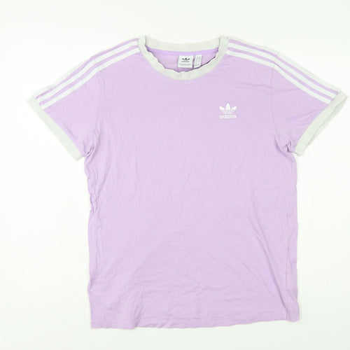 Adidas Women Purple Ringer T-Shirt Size 10 Short Sleeve Retro Style