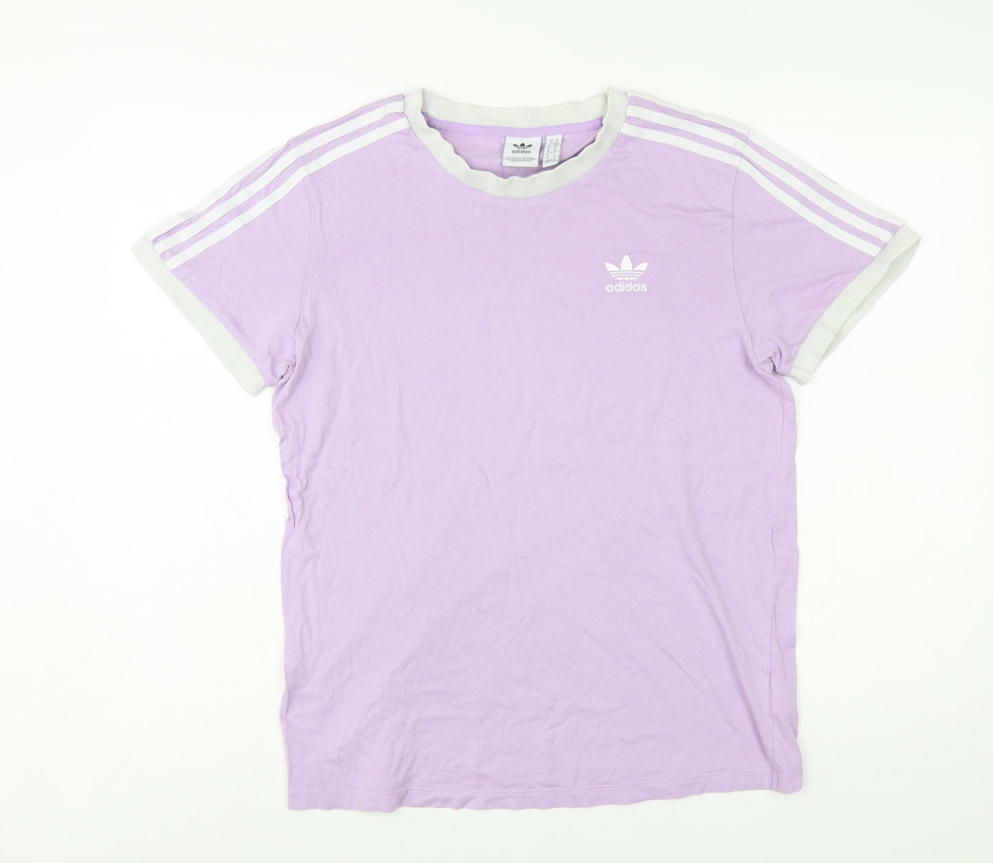 Adidas Women Purple Ringer T-Shirt Size 10 Short Sleeve Retro Style