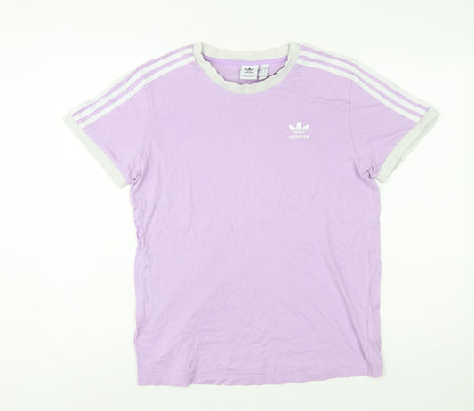 Adidas Women Purple Ringer T-Shirt Size 10 Short Sleeve Retro Style