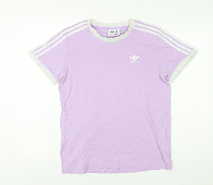 Adidas Women Purple Ringer T-Shirt Size 10 Short Sleeve Retro Style