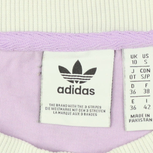Adidas Women Purple Ringer T-Shirt Size 10 Short Sleeve Retro Style