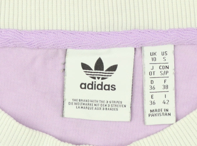 Adidas Women Purple Ringer T-Shirt Size 10 Short Sleeve Retro Style