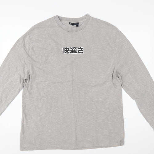 ASOS DESIGN Men's Grey Graphic Pullover Sweatshirt M Regular Fit