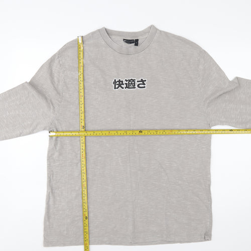 ASOS DESIGN Men's Grey Graphic Pullover Sweatshirt M Regular Fit