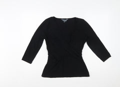 Sosandar Womens Black Size 12 Wrap Jersey Blouse Top
