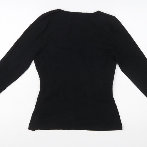 Sosandar Womens Black Size 12 Wrap Jersey Blouse Top