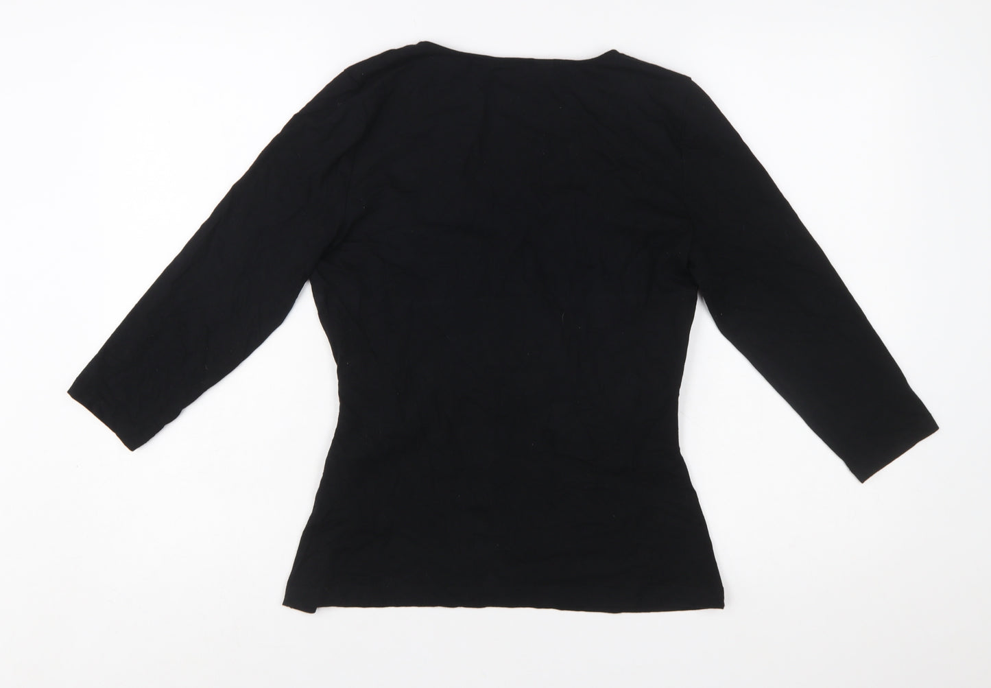 Sosandar Womens Black Size 12 Wrap Jersey Blouse Top