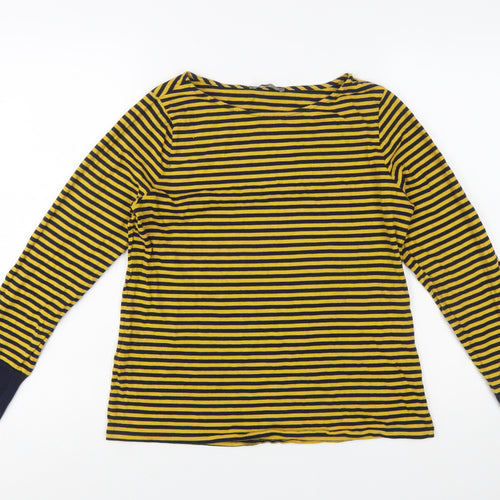 Laura Ashley Women’s Yellow Striped Cotton Long Sleeve T-Shirt UK 14