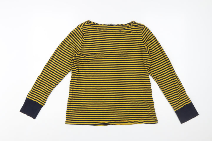 Laura Ashley Women’s Yellow Striped Cotton Long Sleeve T-Shirt UK 14