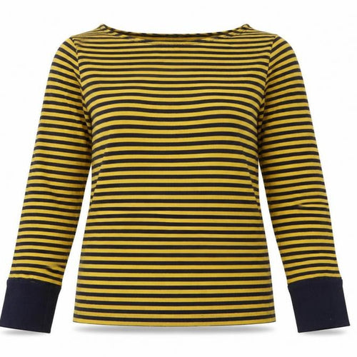 Laura Ashley Women’s Yellow Striped Cotton Long Sleeve T-Shirt UK 14