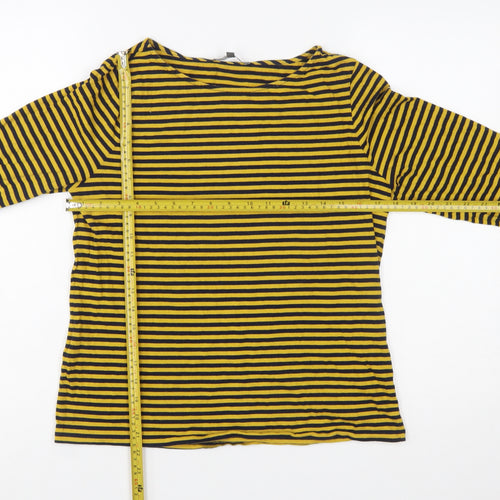Laura Ashley Women’s Yellow Striped Cotton Long Sleeve T-Shirt UK 14