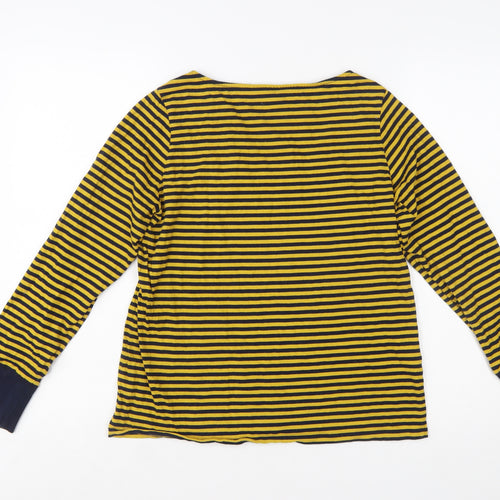 Laura Ashley Women’s Yellow Striped Cotton Long Sleeve T-Shirt UK 14