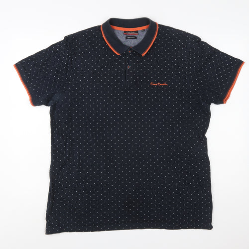 Pierre Cardin Men's Black Polka Dot Regular Fit Polo Shirt XL