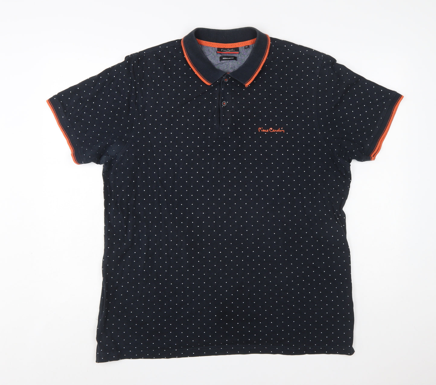Pierre Cardin Men's Black Polka Dot Regular Fit Polo Shirt XL