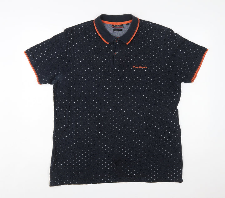 Pierre Cardin Men's Black Polka Dot Regular Fit Polo Shirt XL