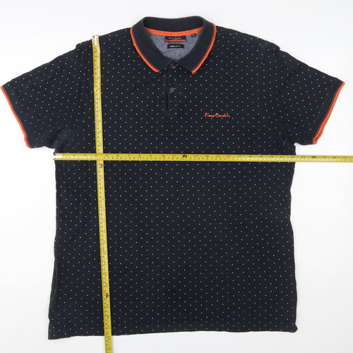 Pierre Cardin Men's Black Polka Dot Regular Fit Polo Shirt XL