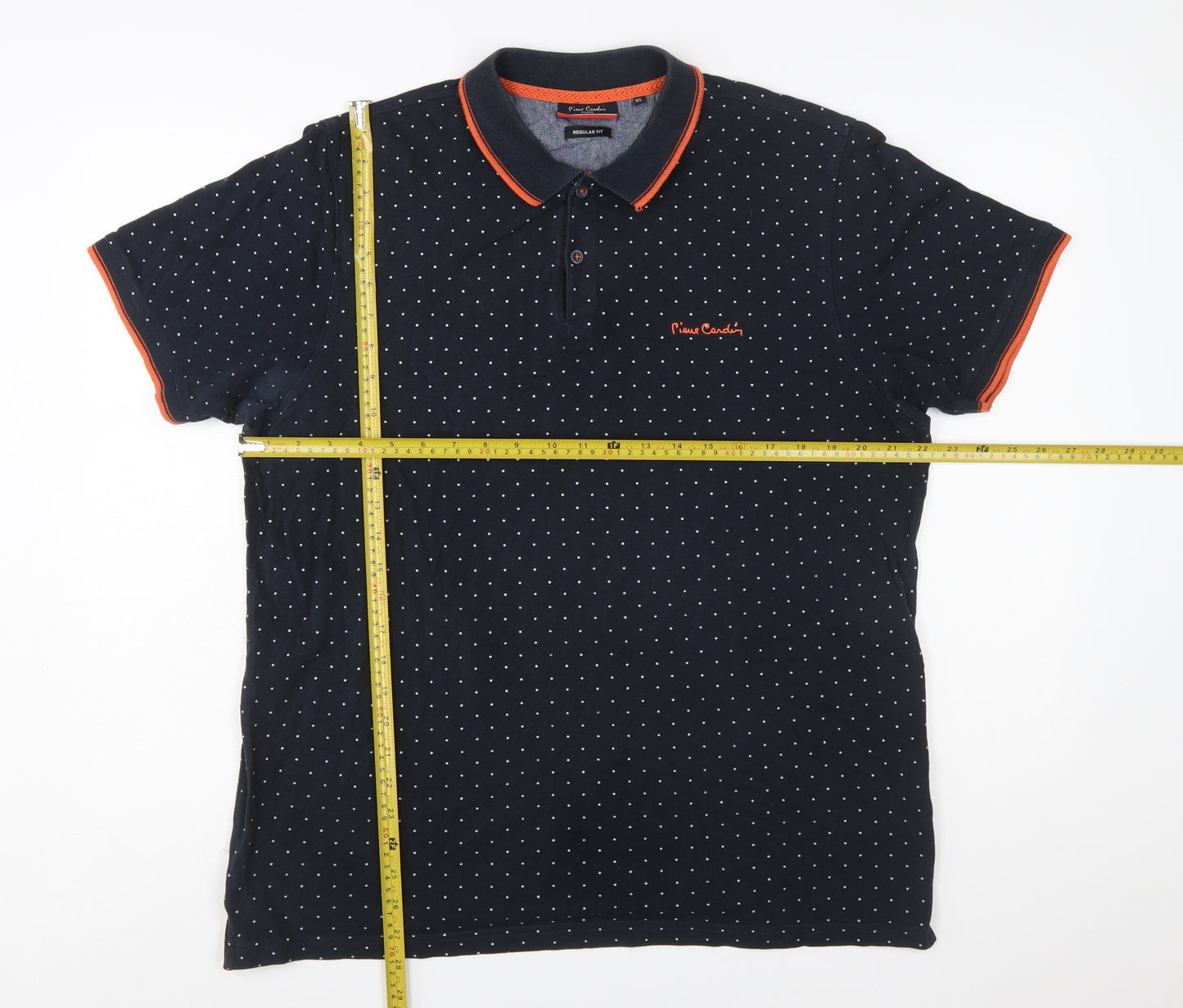 Pierre Cardin Men's Black Polka Dot Regular Fit Polo Shirt XL
