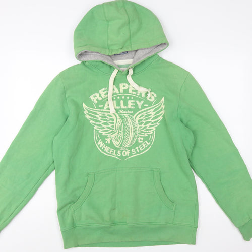 Next Men's Green Pullover Hoodie M Graphic Motorcycle Fleece