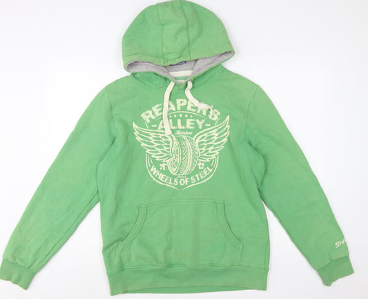 Next Men's Green Pullover Hoodie M Graphic Motorcycle Fleece