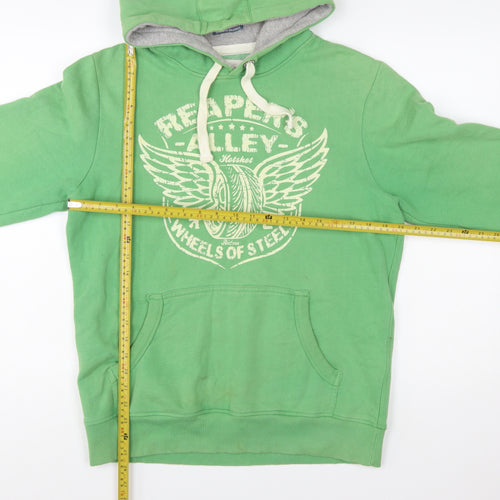 Next Men's Green Pullover Hoodie M Graphic Motorcycle Fleece