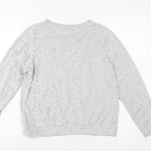 Oasis Women's Grey Rainbow Embroidered Pullover Sweatshirt Size S