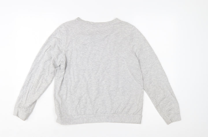 Oasis Women's Grey Rainbow Embroidered Pullover Sweatshirt Size S
