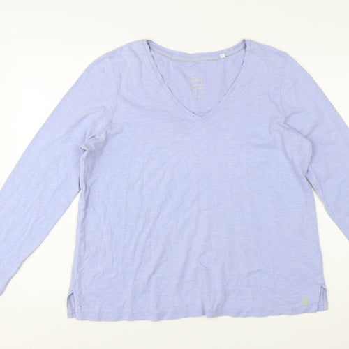 Joules Women Pale Blue V-Neck Long Sleeve Cotton Jersey Top Size 16