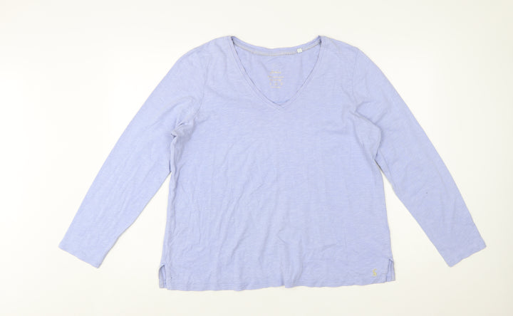 Joules Women Pale Blue V-Neck Long Sleeve Cotton Jersey Top Size 16