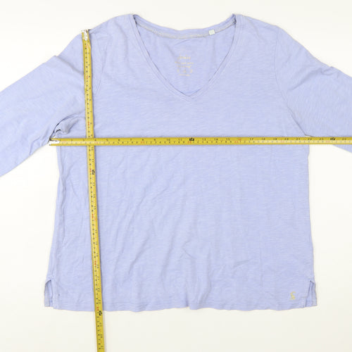 Joules Women Pale Blue V-Neck Long Sleeve Cotton Jersey Top Size 16