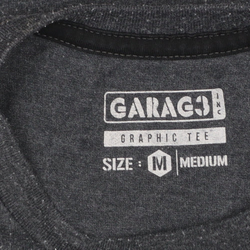 Garage Inc Men's Grey Adventure Print Crew Neck Graphic T-Shirt Medium