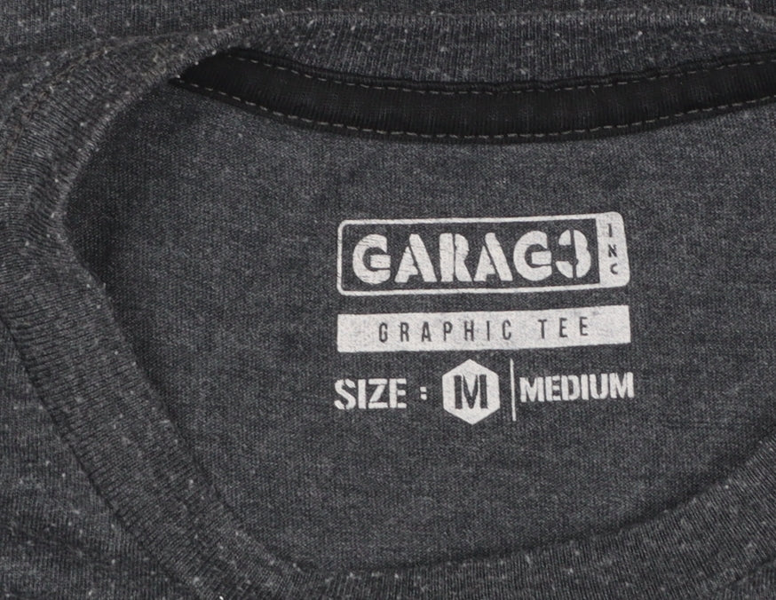 Garage Inc Men's Grey Adventure Print Crew Neck Graphic T-Shirt Medium