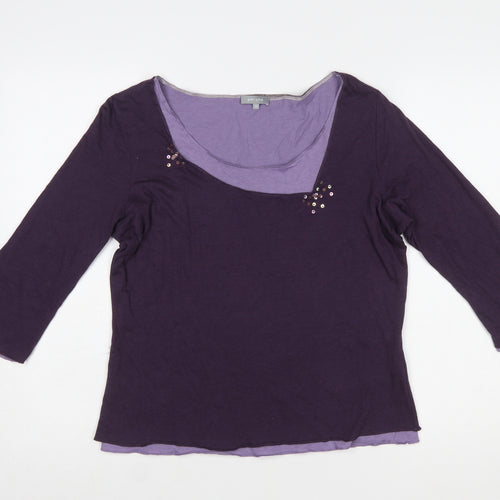 Marks and Spencer Per Una Women’s Purple 3/4 Sleeve Sequin T-Shirt Size 16