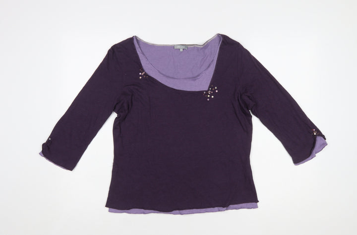 Marks and Spencer Per Una Women’s Purple 3/4 Sleeve Sequin T-Shirt Size 16