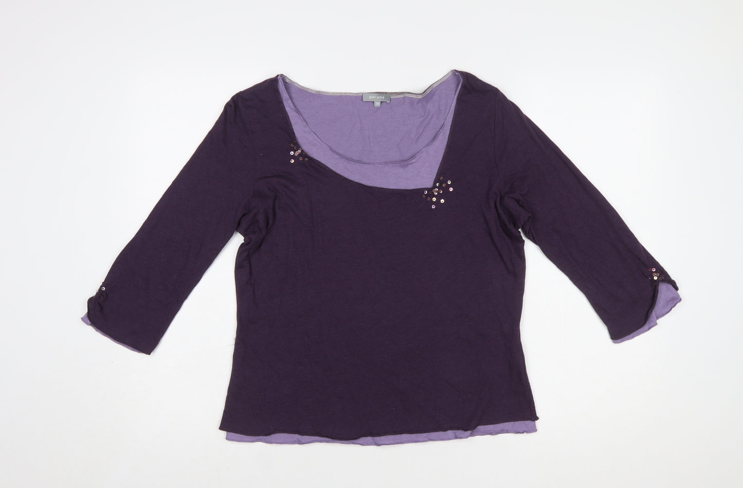 Marks and Spencer Per Una Women’s Purple 3/4 Sleeve Sequin T-Shirt Size 16