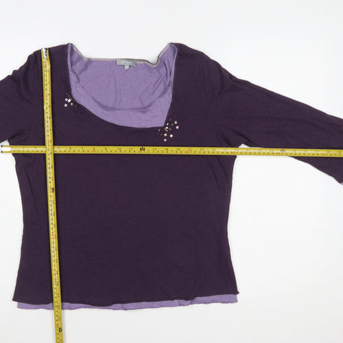 Marks and Spencer Per Una Women’s Purple 3/4 Sleeve Sequin T-Shirt Size 16