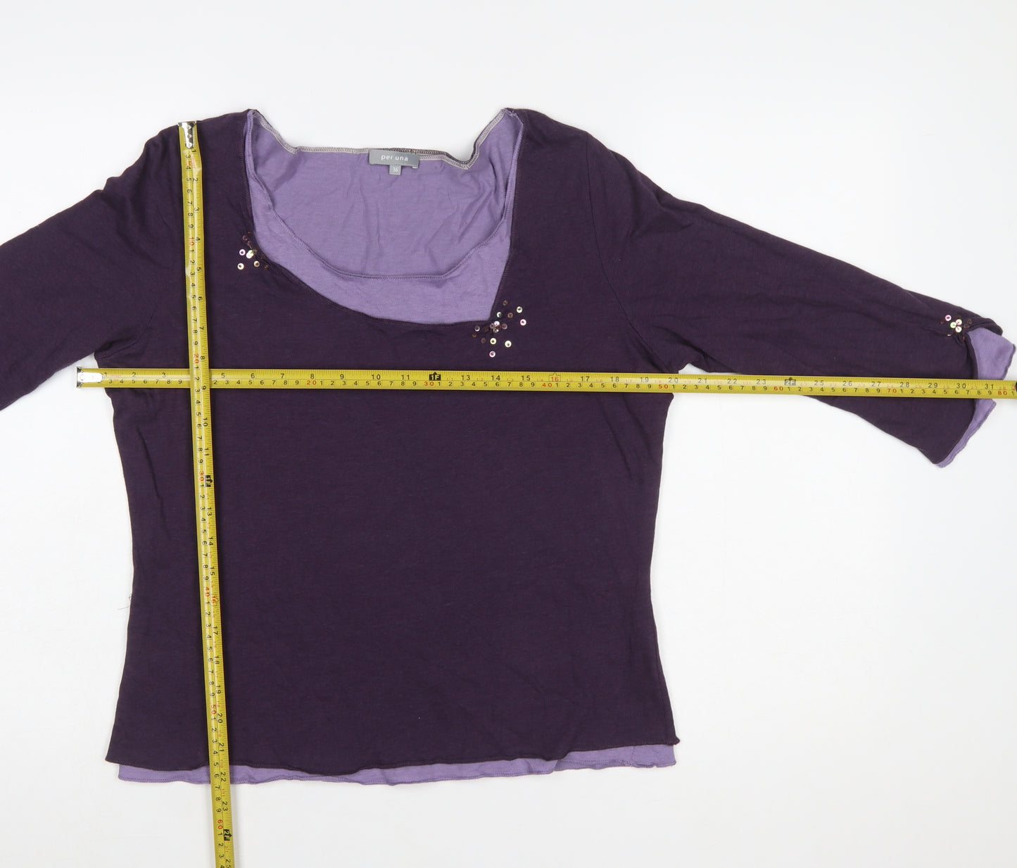 Marks and Spencer Per Una Women’s Purple 3/4 Sleeve Sequin T-Shirt Size 16