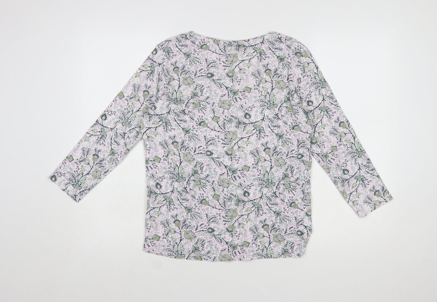 Isle Womens Multicoloured Floral 3/4 Sleeve Cotton Top M 14-16