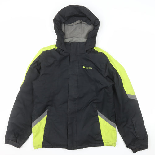 Mountain Warehouse Boys Black Ski Jacket 13 Years Hooded Water Resistant