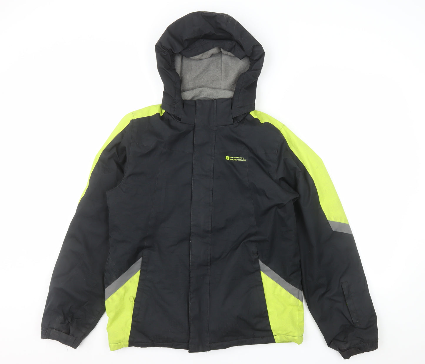 Mountain Warehouse Boys Black Ski Jacket 13 Years Hooded Water Resistant