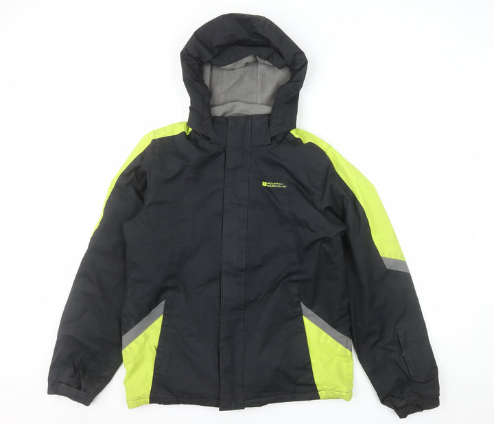 Mountain Warehouse Boys Black Ski Jacket 13 Years Hooded Water Resistant