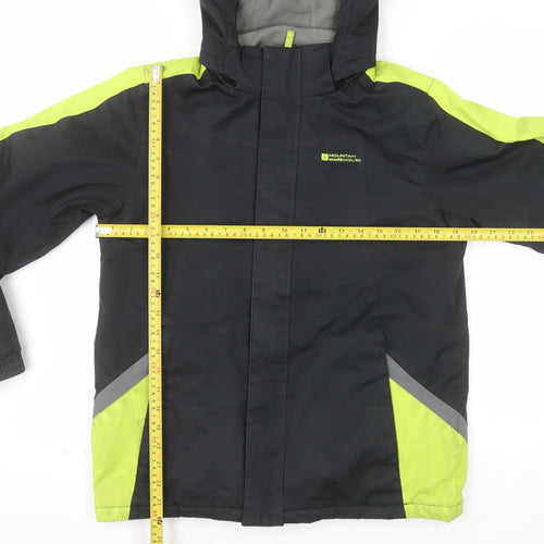 Mountain Warehouse Boys Black Ski Jacket 13 Years Hooded Water Resistant