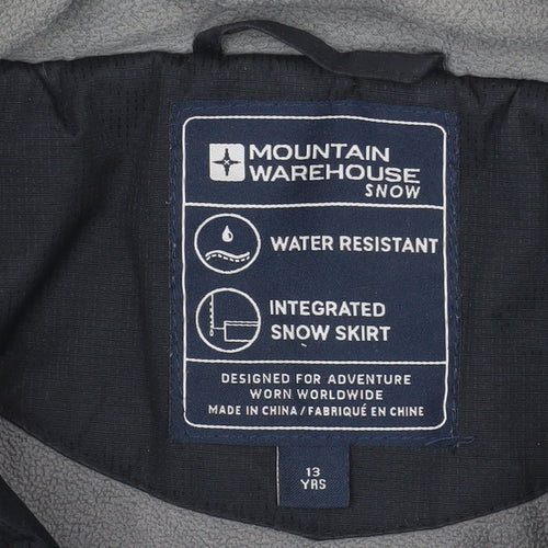 Mountain Warehouse Boys Black Ski Jacket 13 Years Hooded Water Resistant