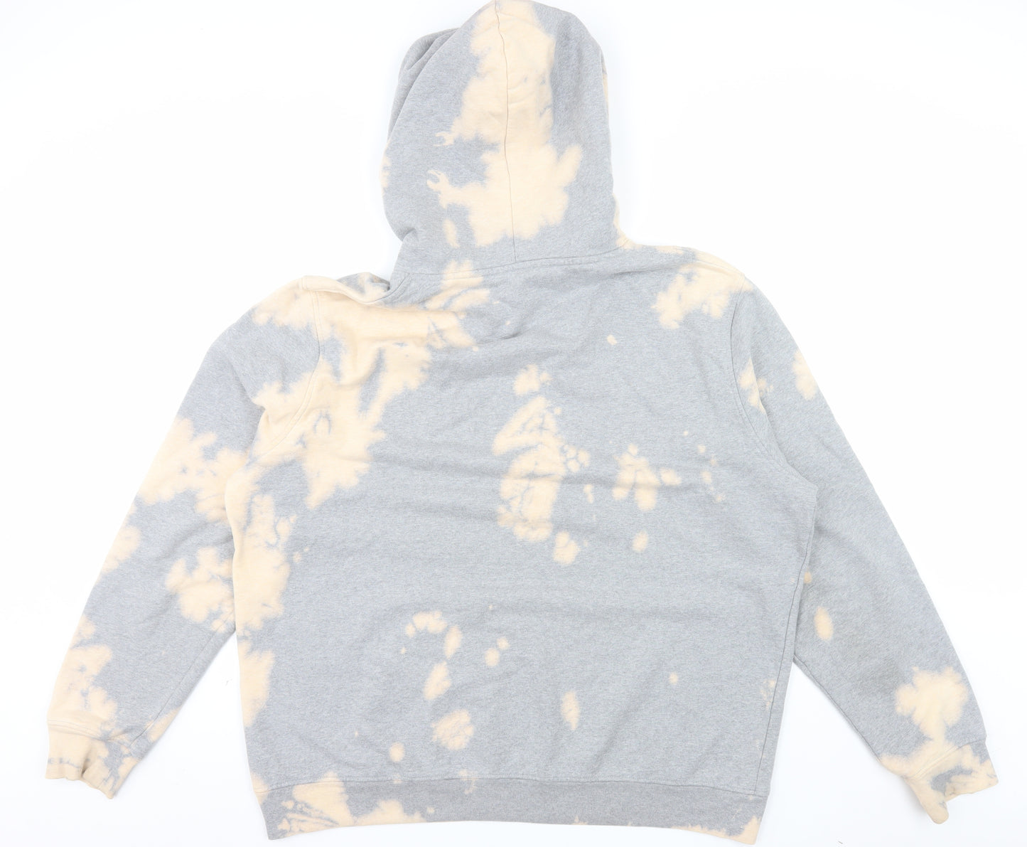 AllSaints Men's Grey Beige Tie-Dye Hoodie Large Cotton Pullover