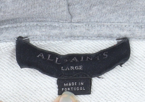 AllSaints Men's Grey Beige Tie-Dye Hoodie Large Cotton Pullover