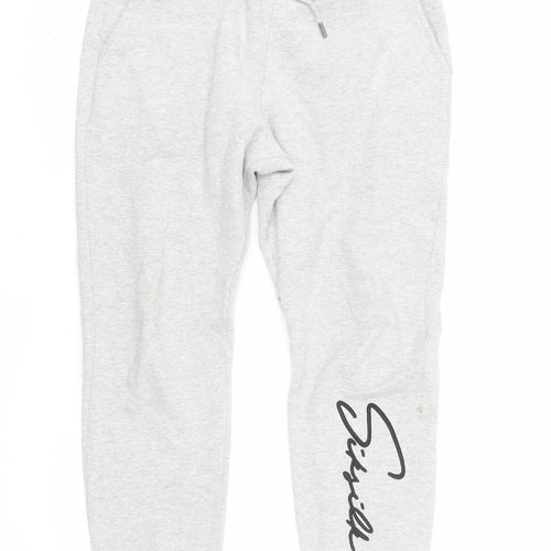 SikSilk Men's Grey Jogger Sweatpants Size S Fleece Activewear