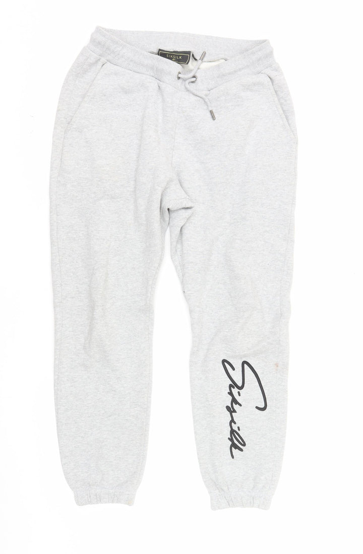 SikSilk Men's Grey Jogger Sweatpants Size S Fleece Activewear