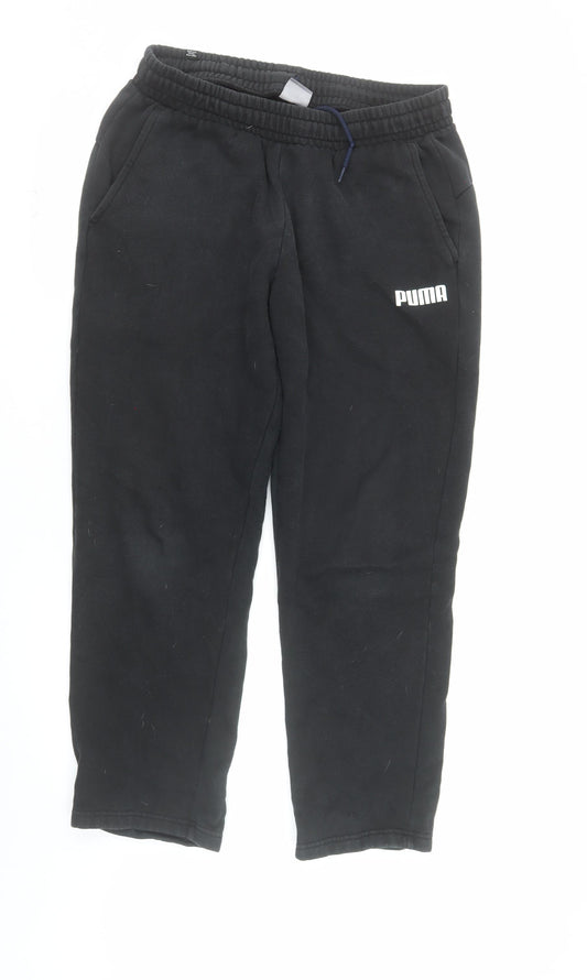 Puma Men's Black Large Jogger Sweatpants with Elastic Waist
