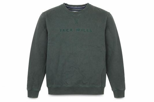 Front view of Jack Wills men’s green m crew neck pullover sweatshirt