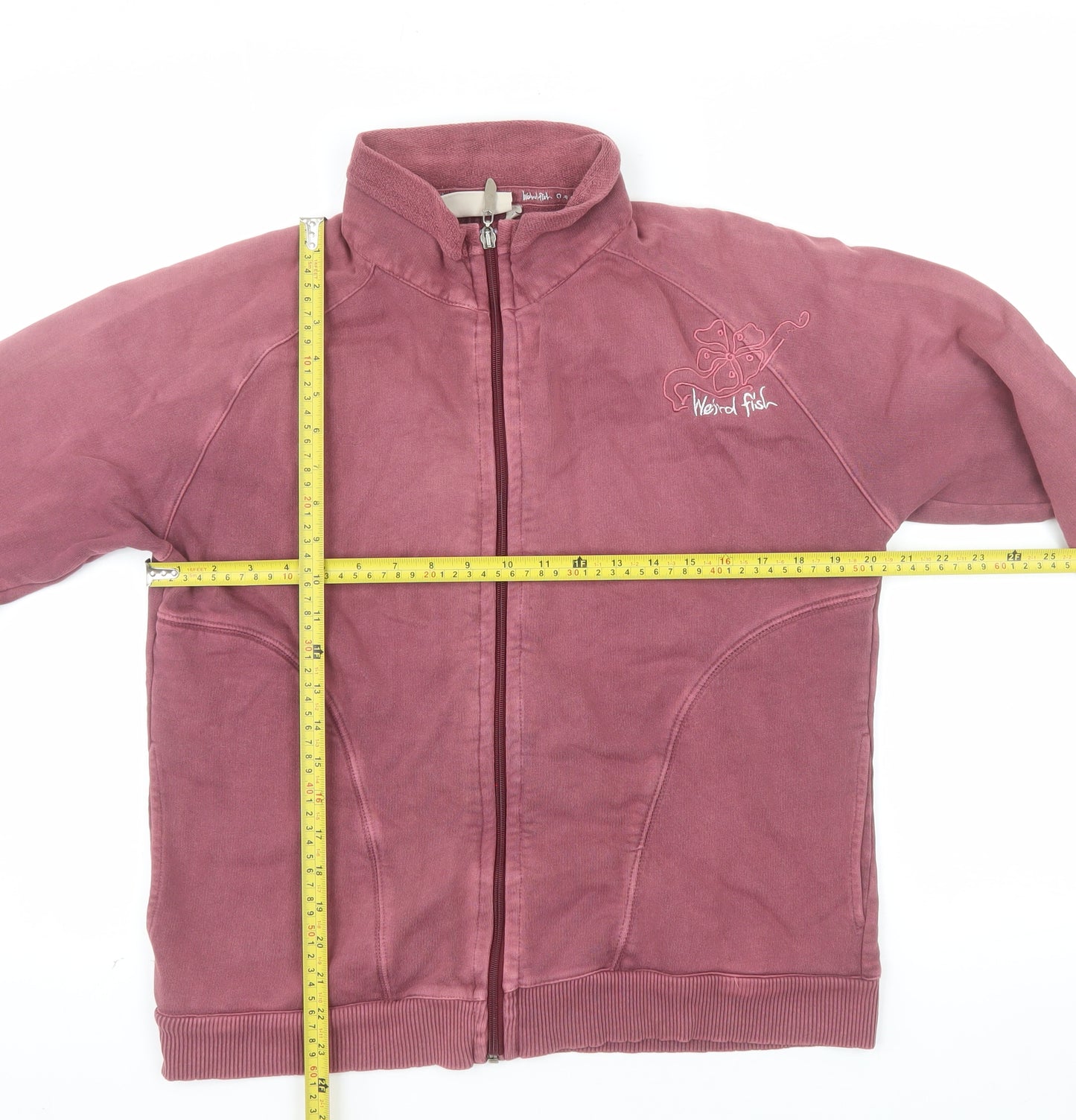 Weird Fish Womens Pink Full Zip Hoodie Size L 100% Cotton Casual